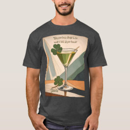 Camiseta Mid Century Modern Art Shamrock Martini Sláinte! 