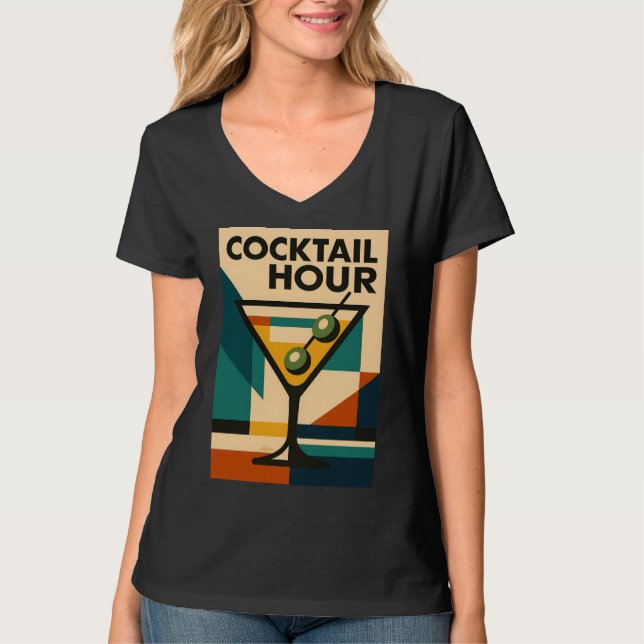 Camiseta Mid Century Modern Bauhaus Cocktail Hour Martini (Frente)