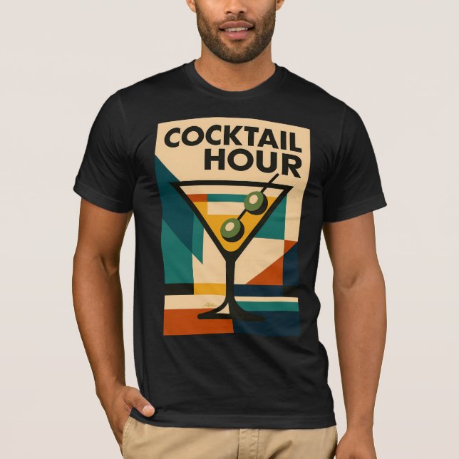 Camiseta Mid Century Modern Bauhaus Cocktail Hour Martini (Frente)