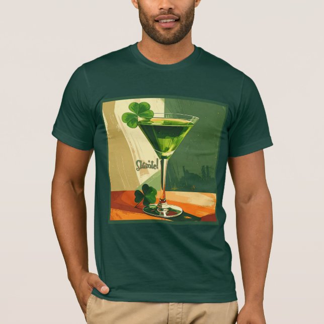 Camiseta Mid Century Modern Shamrock Martini Sláinte!  (Frente)