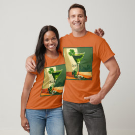 Camiseta Mid Century Modern Shamrock Martini Sláinte! 