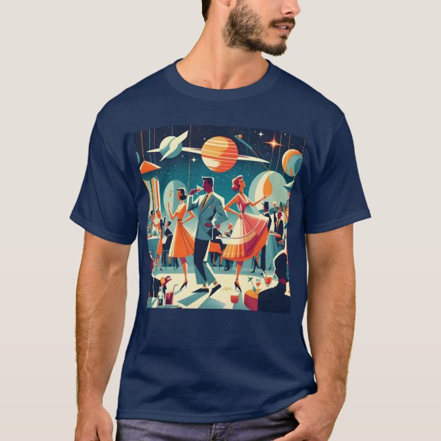 Camiseta Mid Century Space Age Cocktail Party (Frente)