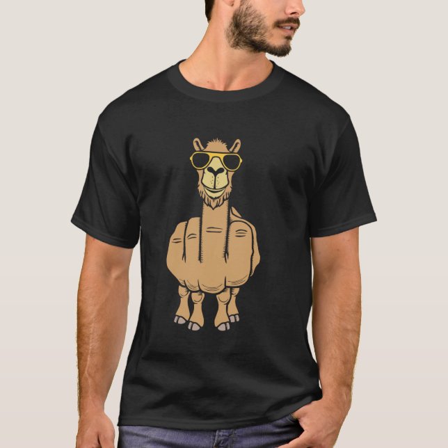 Camiseta Middle Finger Camel Funny Offensive Rude Camels An (Frente)