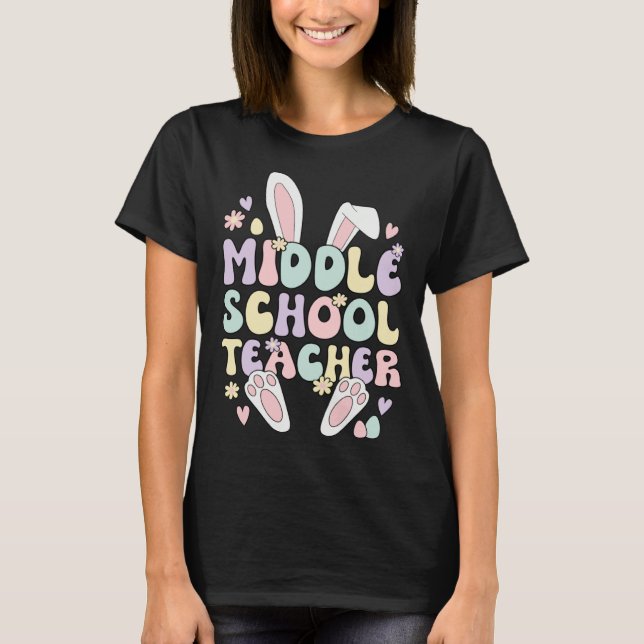 Camiseta Middle School Teacher Easter Bunny Middle School E (Frente)