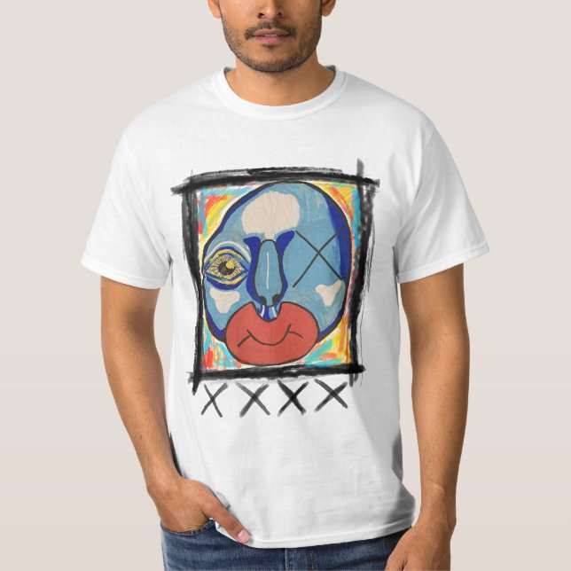 Camiseta Mídia mista de Cara azul (Frente)