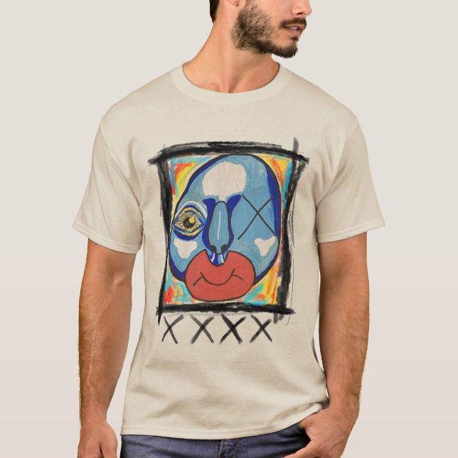 Camiseta Mídia mista de Cara azul (Frente)