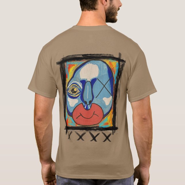 Camiseta Mídia mista de Cara azul (Verso)