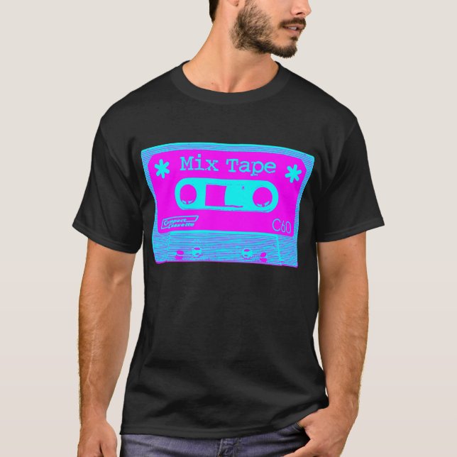 Camiseta Mídia psicodélica - Magenta e ciano (Frente)