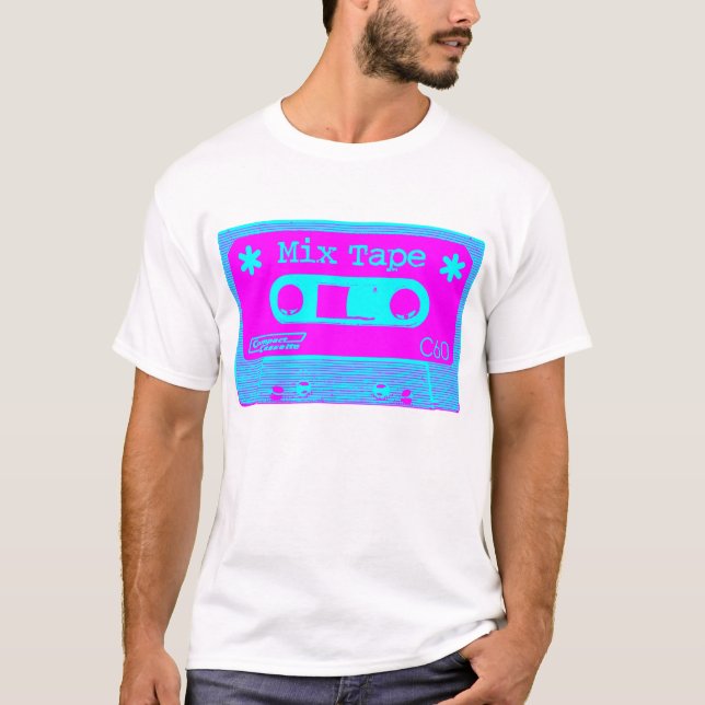 Camiseta Mídia psicodélica - Magenta e ciano (Frente)