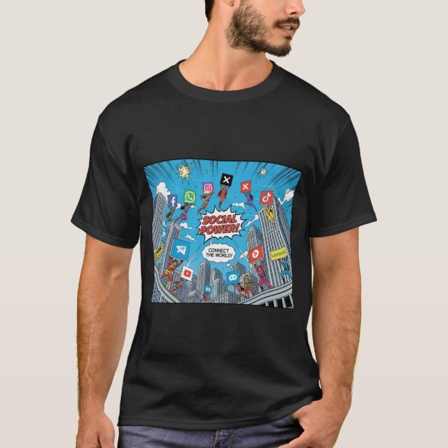 Camiseta Mídia Social de Quadrinhos (Frente)