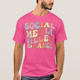Camiseta Mídia Social Matou o Romance Groovy Divertido Tend