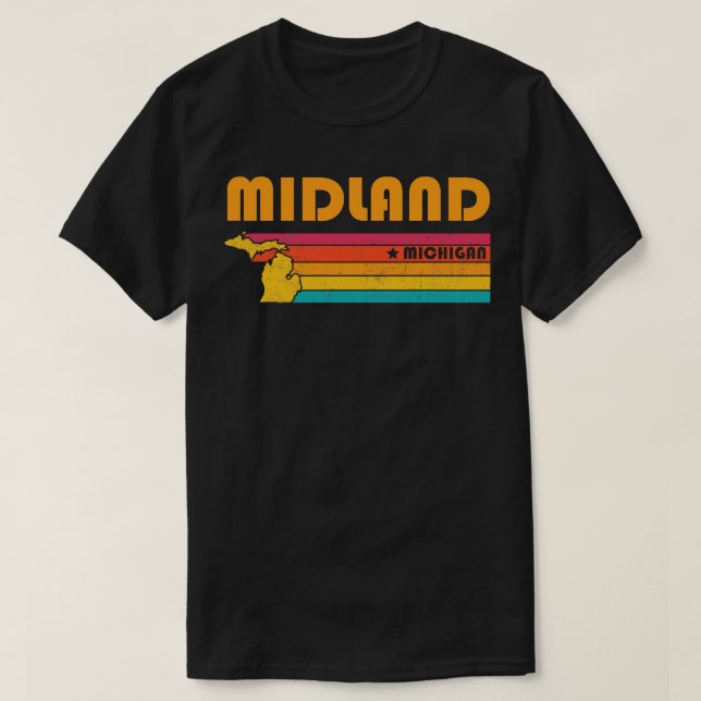 Camiseta Midland Michigan Vintage angustiou Souvenir (Frente do Design)
