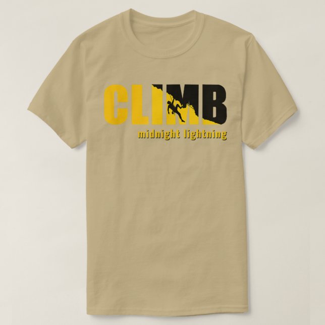 Camiseta MIDNIGHT LÂMINA A Bouldering Rock Subindo (Frente do Design)