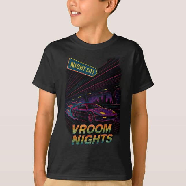 Camiseta Midnight Run - Neon Retro City Drive (Frente)