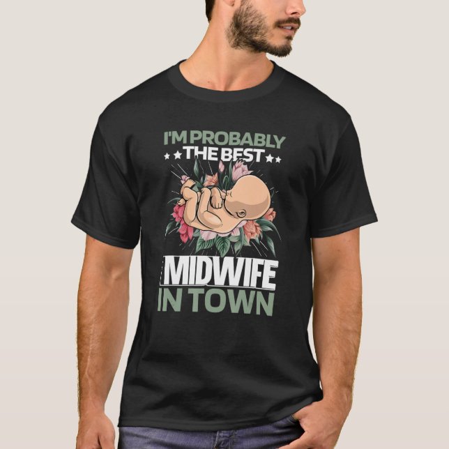 Camiseta Midwife Floral  Doula Midwifery Childbirth Midwive (Frente)