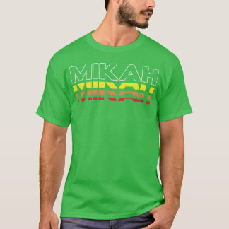 Camiseta Mikah Primeiro Nome Divertido Vintage Pôr do Sol M