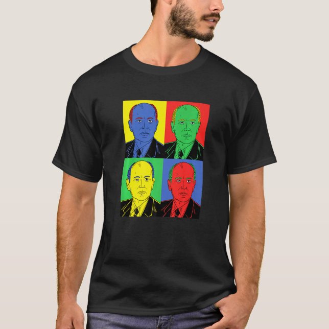 Camiseta Mikhail Gorbachev Retro-Pop Art Tee Histórico (Frente)