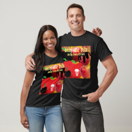 Camiseta Mikitiez caveira vermelha maçã tóxica verão vegano