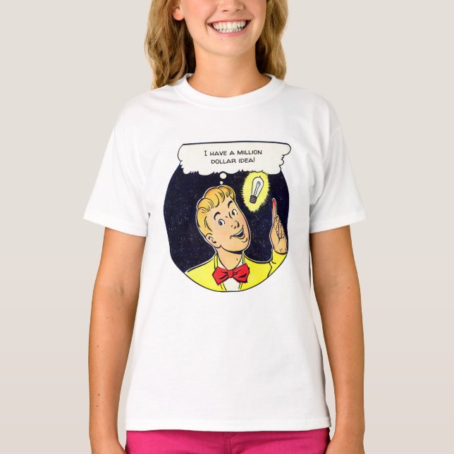 Camiseta Mil Dólares Ideia Seu Texto Retroativo Painel Hist (Frente)