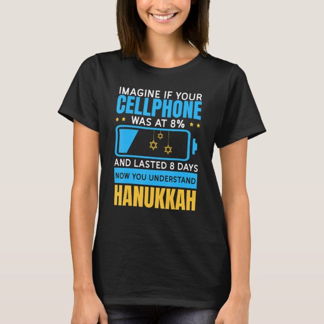 Camiseta Milagre de Hanukkah Chanukah Explicou Batte de 8 D (Frente)