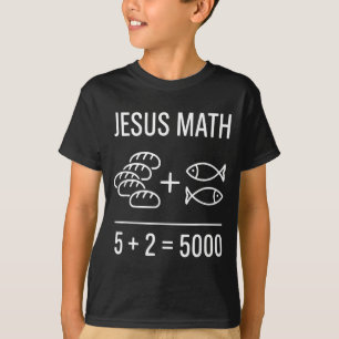 Camiseta Milagre Divertido Bíblico Cristão 2 Peixes 5 Pães
