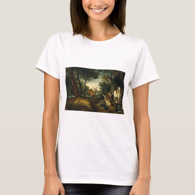 Camiseta Milagre do Santo Hubert por Peter Paul Rubens (Frente)