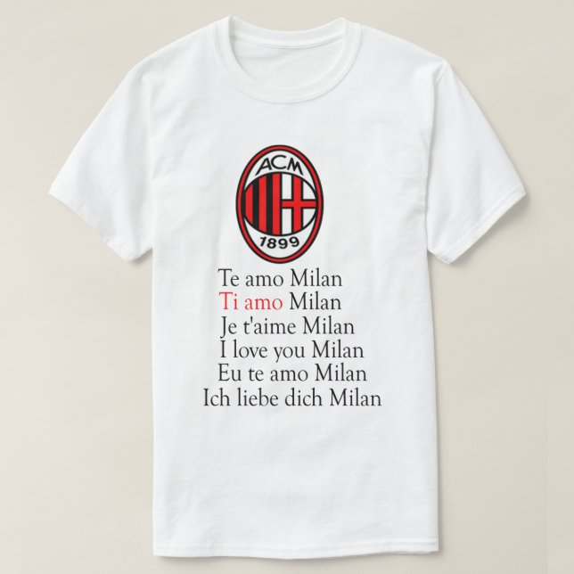 Camiseta Milan, eu te amo (Frente do Design)