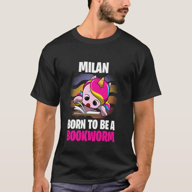 Camiseta Milan Nascer Para Ser Um Bookworm Personalizado (Frente)