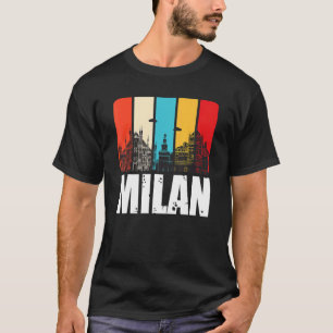 Camiseta Milan Silhueta Retro Itália Do Norte Itália Milão