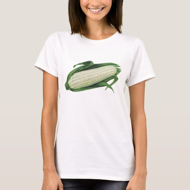 Camiseta Milho branco de Comidas de vegetais venenosos no f (Frente)