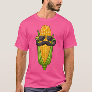 Camiseta Milho com bigode Óculos de sol Engraçado Vegetal