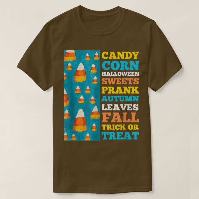 Camiseta Milho Doce, Docinho De Halloween, Caias De Queda,  (Frente do Design)