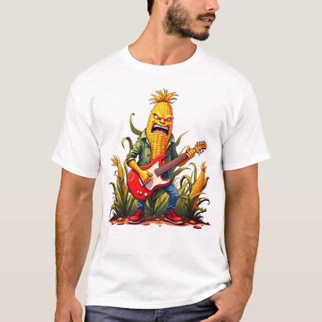 Camiseta Milho Rockstar Tocando Guitarra (Frente)