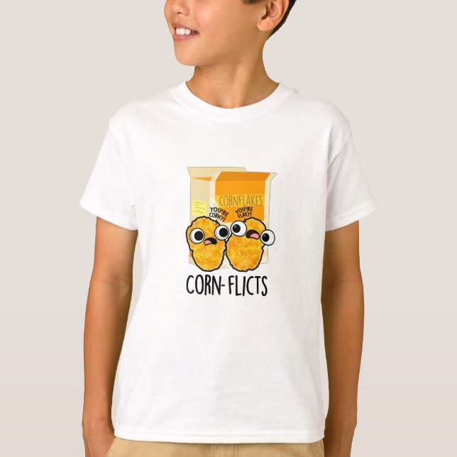 Camiseta Milho trepa Flakes, Milho Engraçado (Frente)
