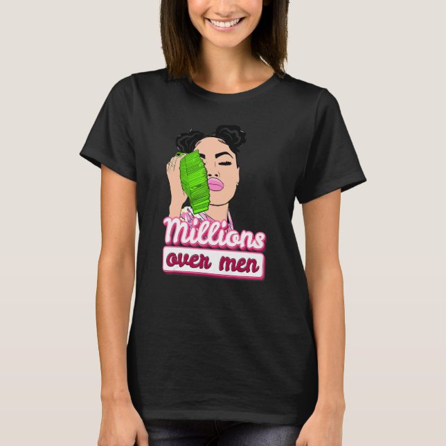 Camiseta Milhões Sobre Dinheiro de Amor de Mulher (Frente)
