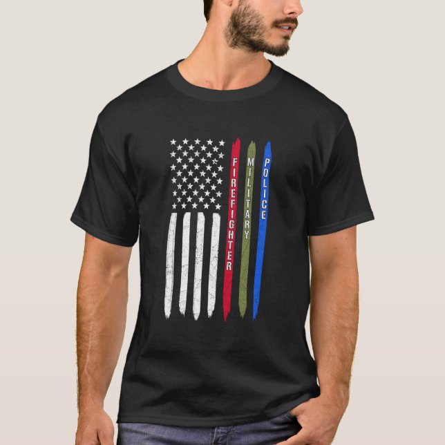 Camiseta Mili, Polícia de Bandeira Americana da Linha Verme (Frente)