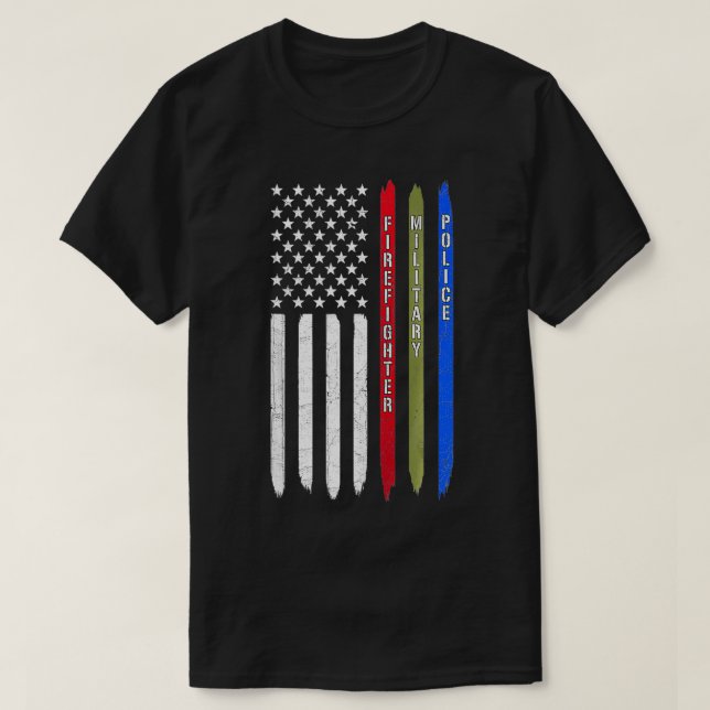 Camiseta Mili, Polícia de Bandeira Americana da Linha Verme (Frente do Design)