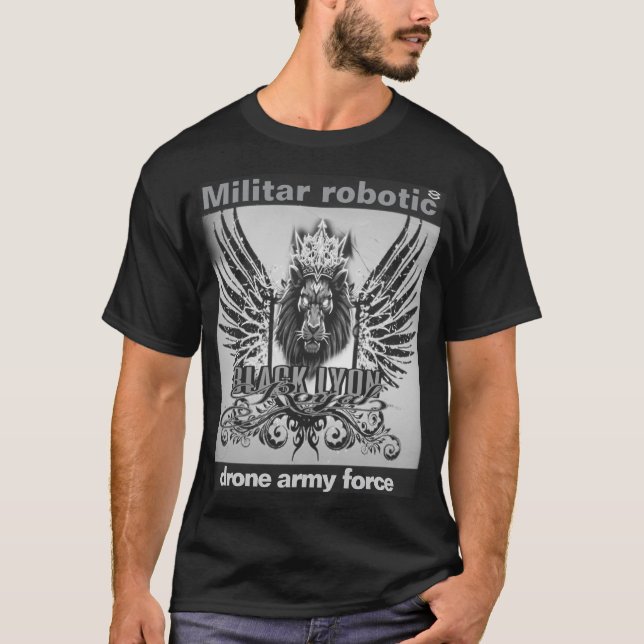 Camiseta Militar robotic black Lyon drone army force 2 (Frente)