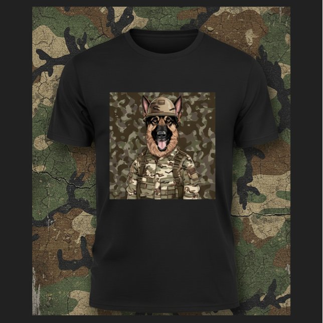 Camiseta Military Camo German Shepherd (Criador carregado)