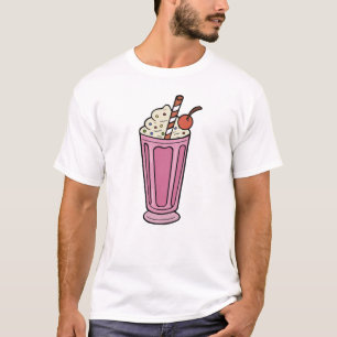 Camiseta Milkshake Rosa com Cereja e Confeitos