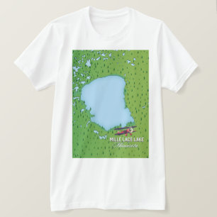 Camiseta mille lacs lake Minnesota viagem map.