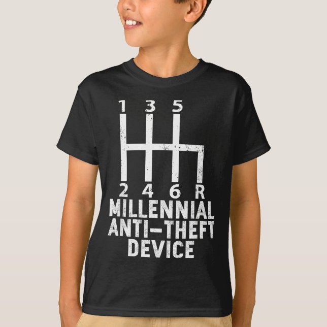 Camiseta Millennial Anti Theft Device _ Funny Stick Shift  (Frente)