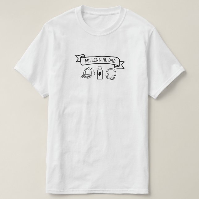 Camiseta Millennial Dad Doodle Banner Father's Day Gift (Frente do Design)