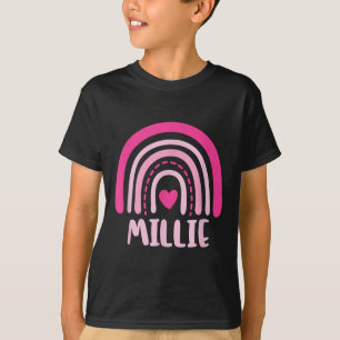 Camiseta Millie Name Heart Cute Personalised Rainbow