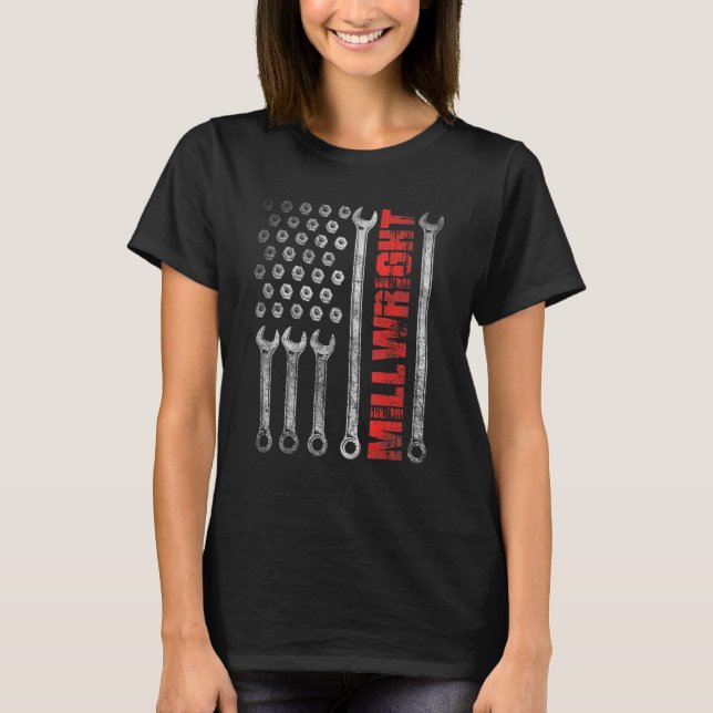 Camiseta Millright Patriotic American Flag Machinist Steel (Frente)