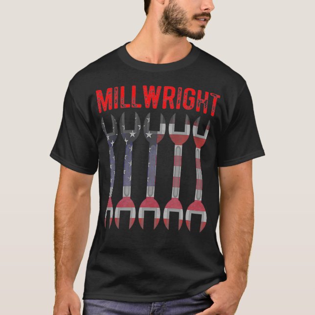 Camiseta Millwright Tools Patriotic American Flag Millwrigh (Frente)