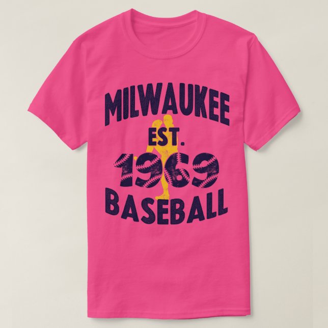 Camiseta Milwaukee Baseball Est 1969 Baseball Pitcher Vinta (Frente do Design)