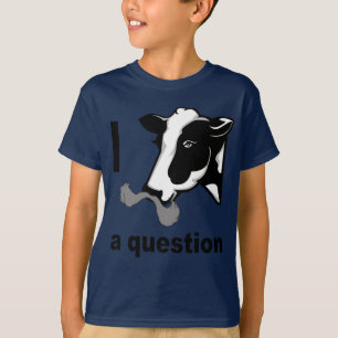 Camiseta Mim bigode você uma pergunta - humor da vaca