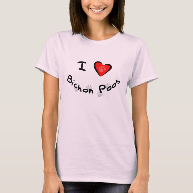 Camiseta Mim coração - amor Bichon Poos (Frente)