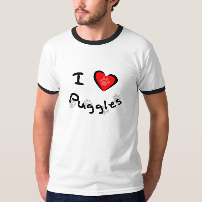 Camiseta Mim coração - amor Puggles (Frente)